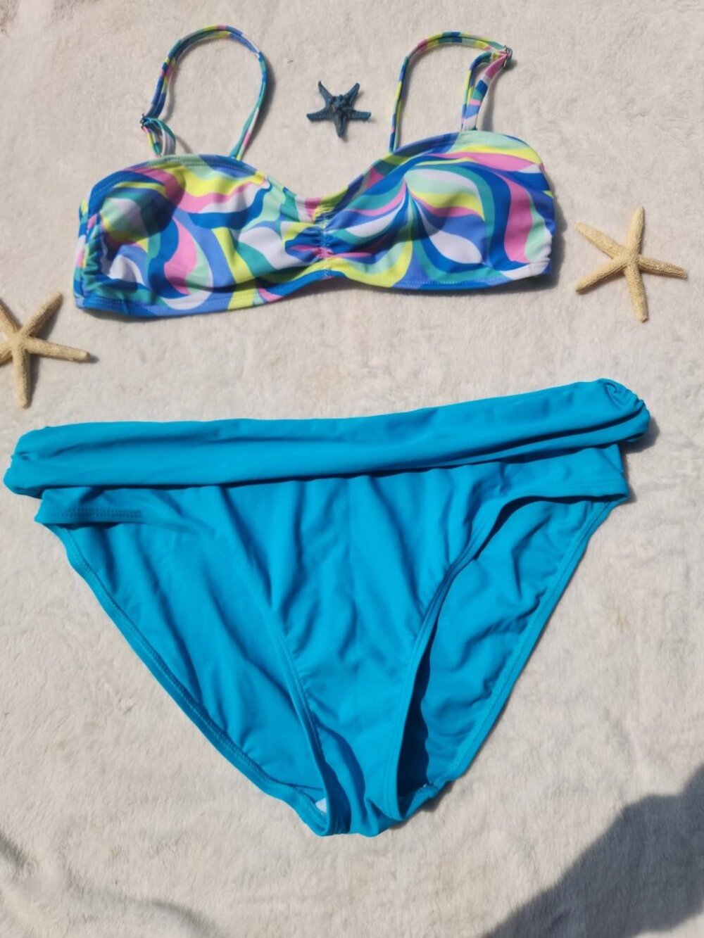 Large Women's Blue Bikini 2pc Set Beach Pool Swimwear Bathing Suit Swimming